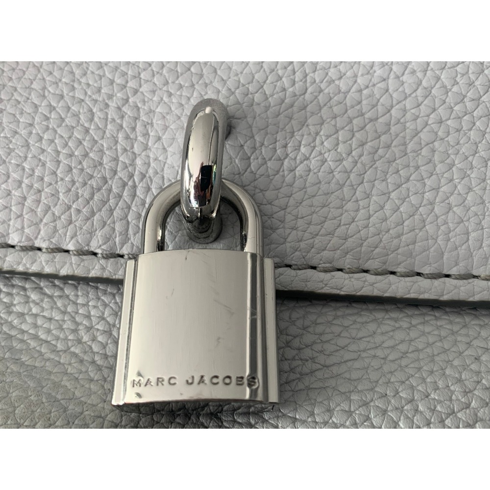 Marc Jacobs The Grind Tote Bag Grey Pebbled Leather Padlock Satchel Handbag#923 - Picture 9 of 15